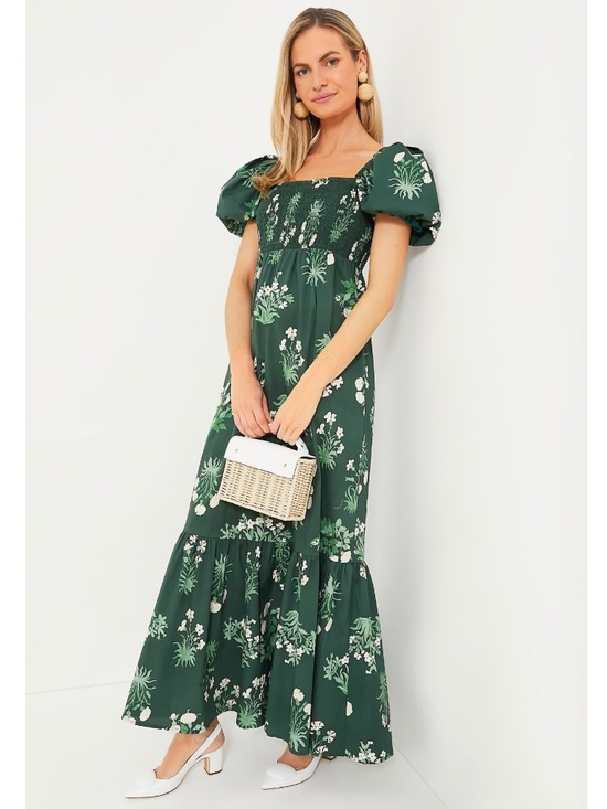 Tuckernuck Dresses & Skirts - Tuckernuck Viridian Stamped Bouquets Gabrielle Dress Floral Maxi Large